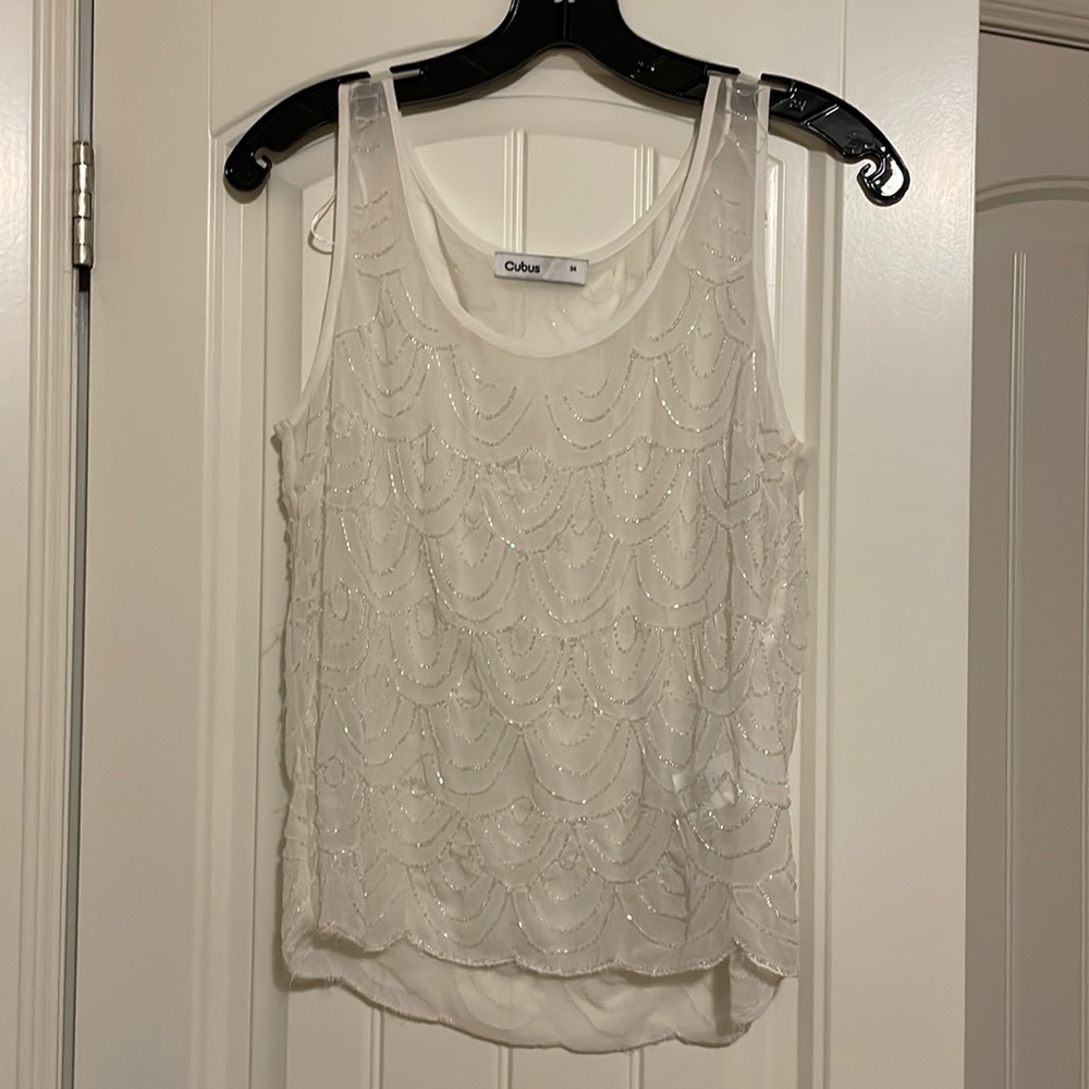 White Beaded Top